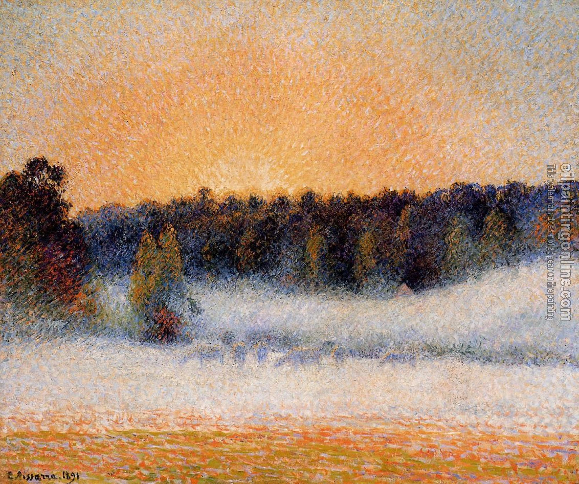 Pissarro, Camille - Setting Sun and Fog, Eragny